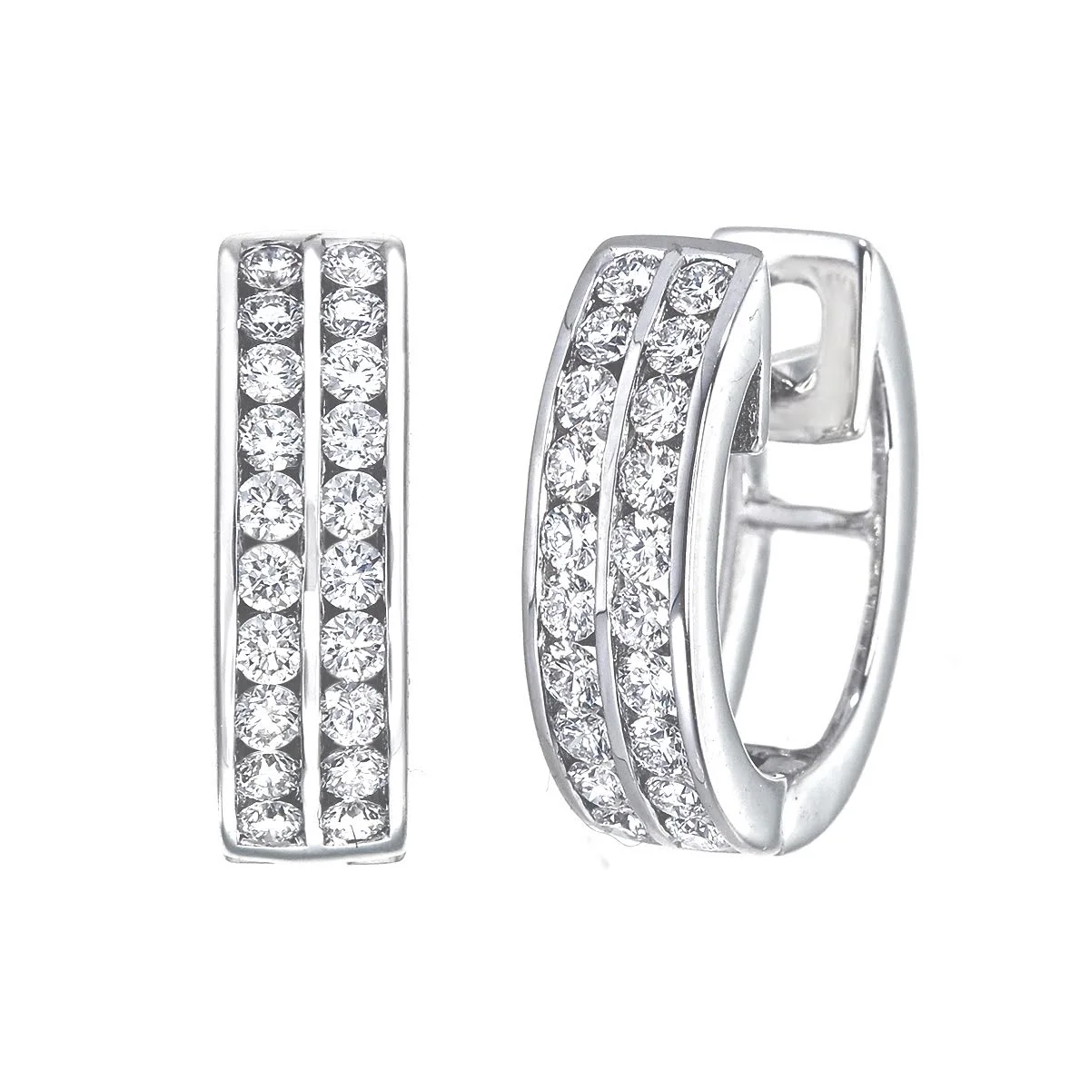 Diamond hoop earrings in 14K white gold